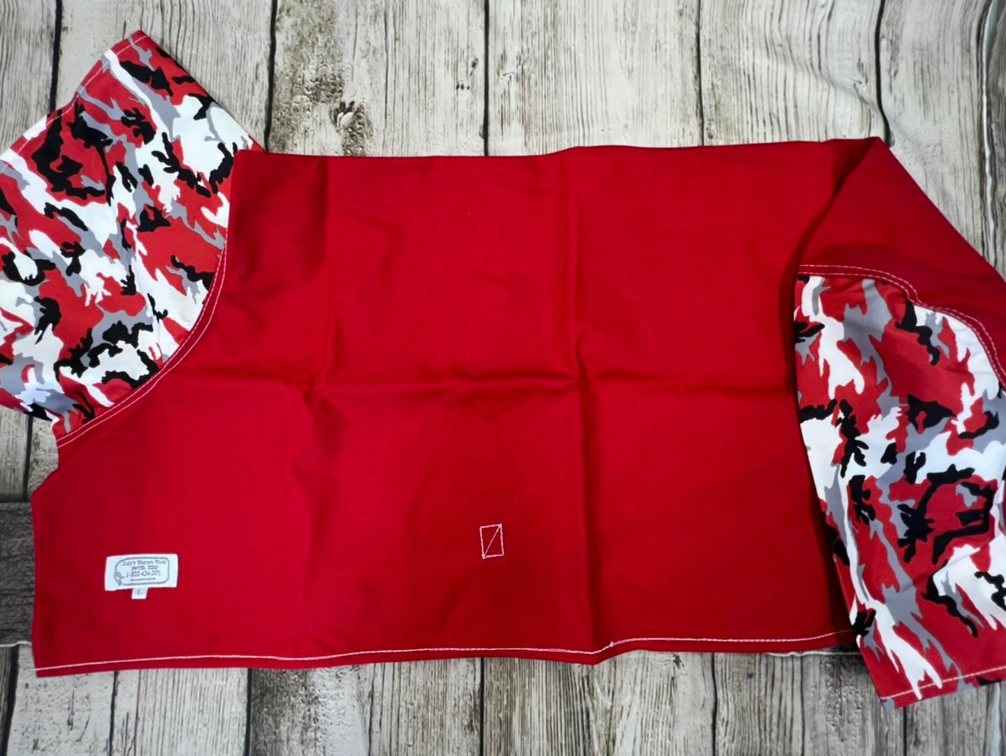 red and red black camo blanket